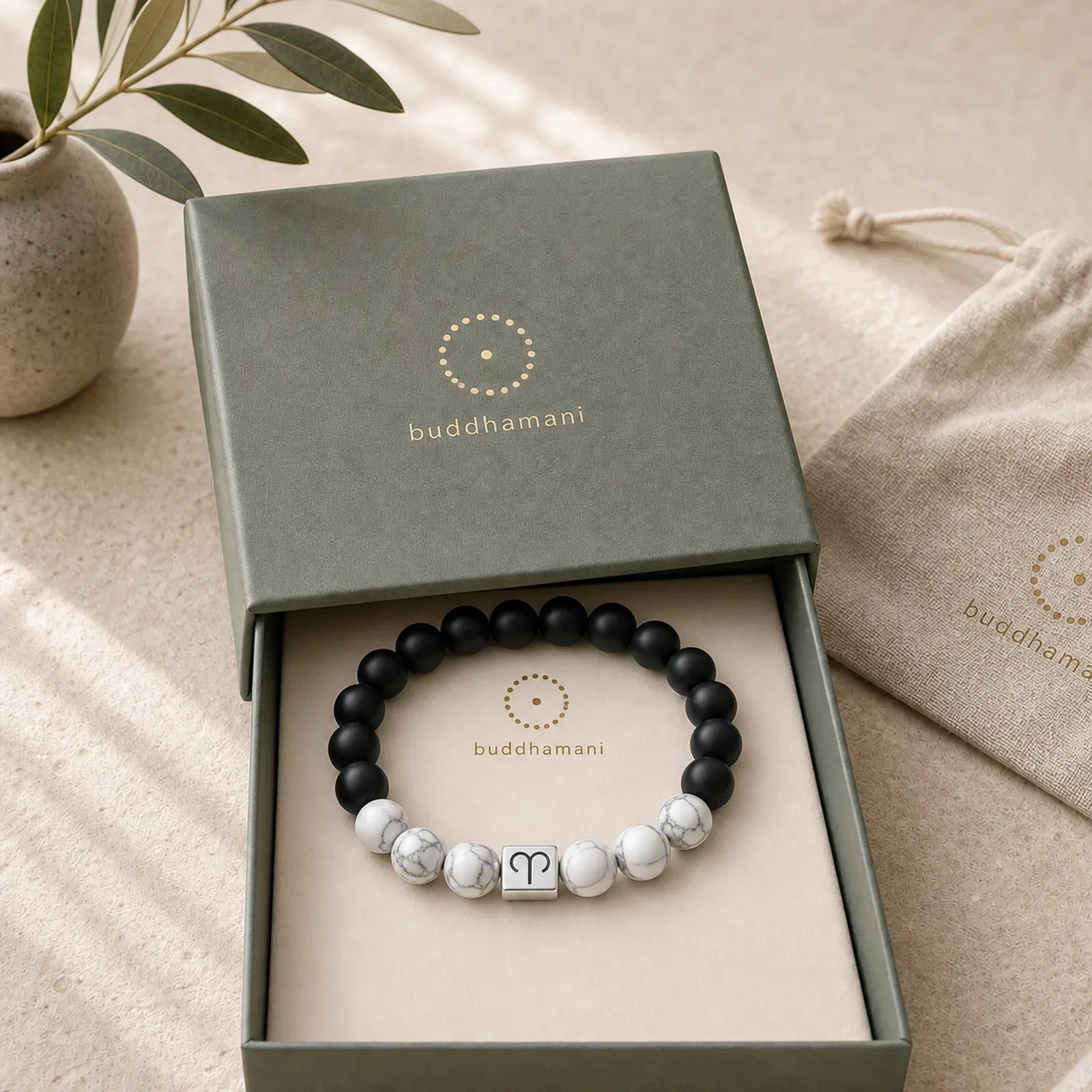 12 Constellations of the Zodiac Natural Frosted Stone White Turquoise Bead Fortune Bracelet featuring Frosted Stone, White Turquoise, Turquoise