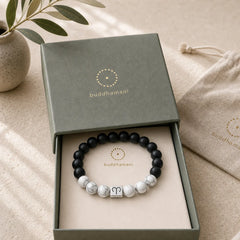 12 Constellations of the Zodiac Natural Frosted Stone White Turquoise Bead Fortune Bracelet featuring Frosted Stone, White Turquoise, Turquoise
