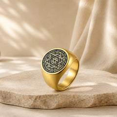 12 Constellations of the Zodiac Star of David Protection Ring featuring Star of David, Titanium Steel