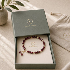 14K Gold Plated Alloy Natural Garnet Calm Bracelet featuring Garnet