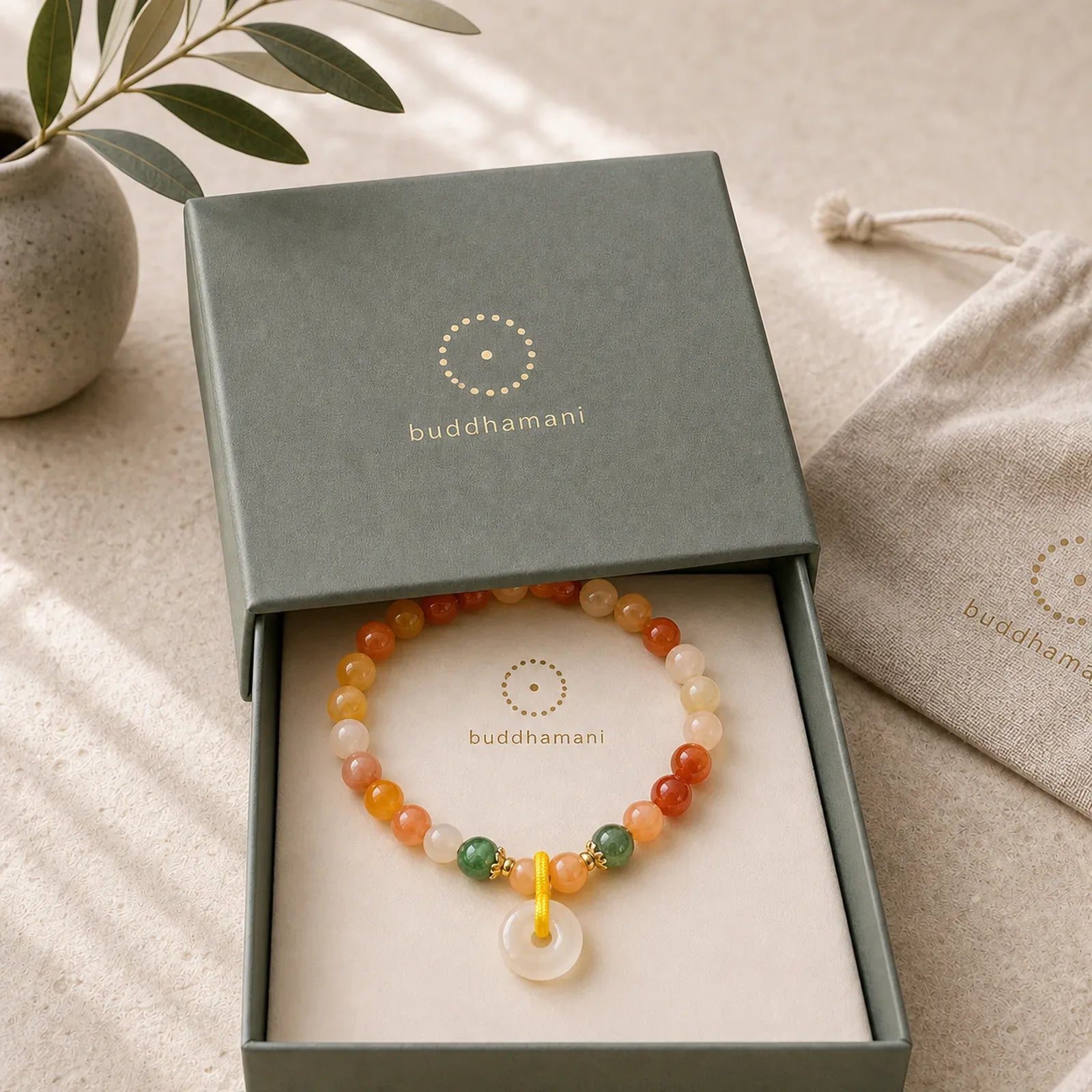 14K Gold Plated Colorful Golden Silk Jade Peace Buckle Wealth Bracelet featuring Golden Silk Jade, Peace Buckle, Copper