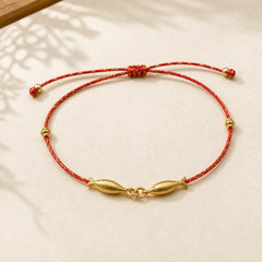 14K Gold Plated Koi Fish Luck Wealth Braided Bracelet featuring Koi Fish, Yin Yang Symbol, Red String