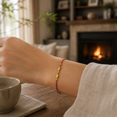 14K Gold Plated Koi Fish Luck Wealth Braided Bracelet featuring Koi Fish, Yin Yang Symbol, Red String