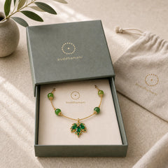 14k Gold Plated Green Chalcedony Maple Leaf Courage Strength Bracelet featuring Green Chalcedony, Chalcedony