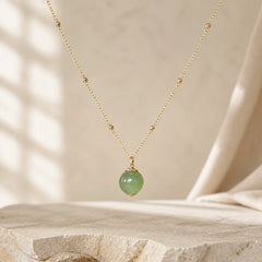 14k Gold Plated Hetian Jade Luck Beaded Necklace Pendant (Extra 35% Off | USE CODE: FS35) featuring Jade