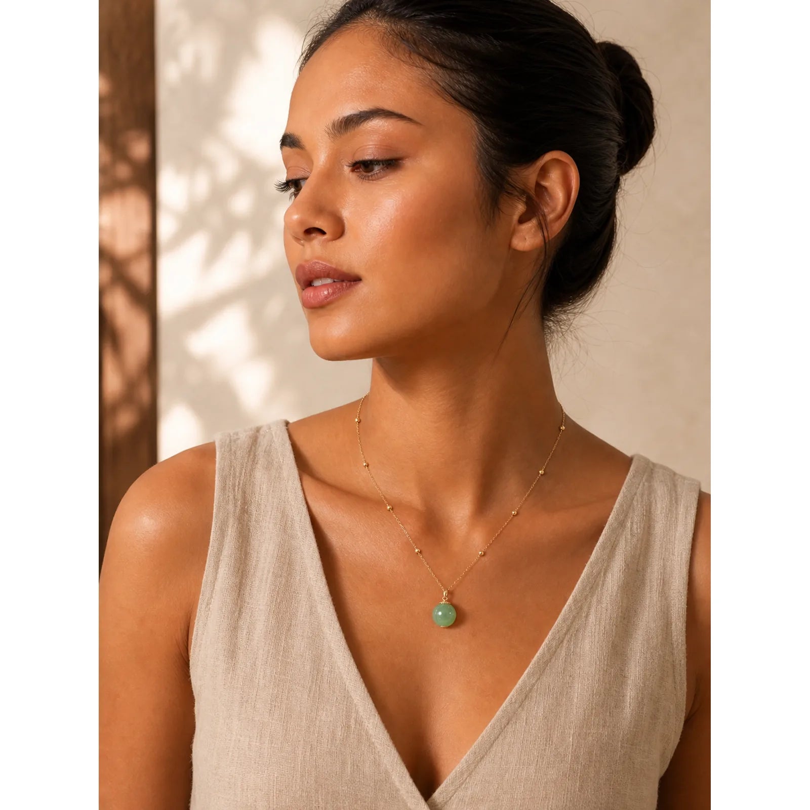 14k Gold Plated Hetian Jade Luck Beaded Necklace Pendant (Extra 35% Off | USE CODE: FS35) featuring Jade