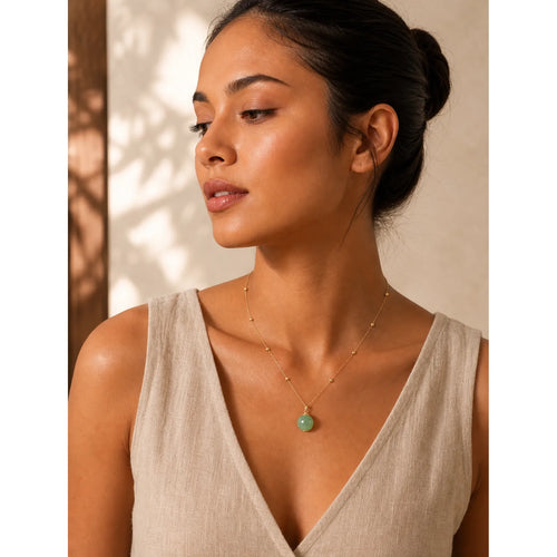 14k Gold Plated Hetian Jade Luck Beaded Necklace Pendant (Extra 35% Off | USE CODE: FS35) featuring Jade