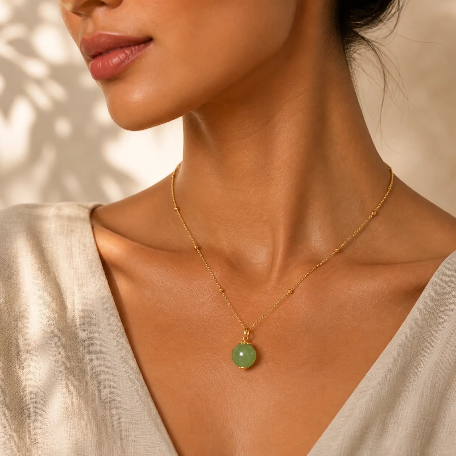 14k Gold Plated Hetian Jade Luck Beaded Necklace Pendant (Extra 35% Off | USE CODE: FS35) featuring Jade