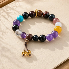18 Beads Amethyst Tiger's Eye Tibetan Balance Bracelet featuring Amethyst, Tiger Eye, Red Tiger Eye