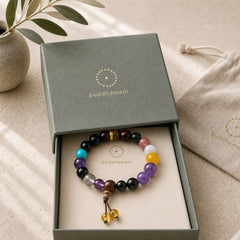 18 Beads Amethyst Tiger's Eye Tibetan Balance Bracelet featuring Amethyst, Tiger Eye, Red Tiger Eye