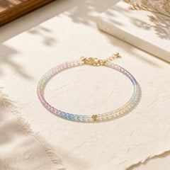 2.5mm Fluorite Ultra-thin Beads 14k Gold Plated Copper Heart Power Bracelet featuring Fluorite, Copper