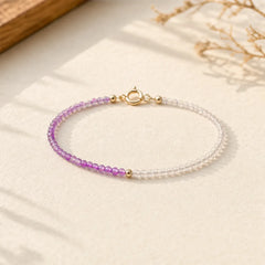 2.5mm Natural Amethyst Ultra-thin Beads 14k Gold Plated Copper Inner Peace Bracelet featuring Amethyst, Copper