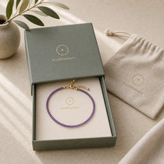 2.5mm Natural Amethyst Ultra-thin Beads 14k Gold Plated Copper Inner Peace Bracelet featuring Amethyst, Copper