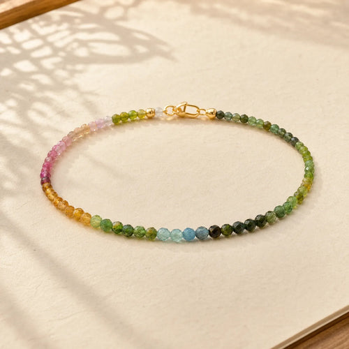 2.5mm Natural Tourmaline Ultra-thin Beads Positive Bracelet featuring Tourmaline