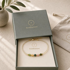 2.5mm Ultra-thin Citrine Tourmaline 14K Gold Filled Copper Beads Prosperity Bracelet featuring Citrine, Tourmaline, Copper