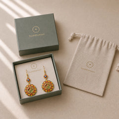 24K Gold Plated Dunhuang Color Elk Copper Balance Drop Earrings featuring Copper, Silver