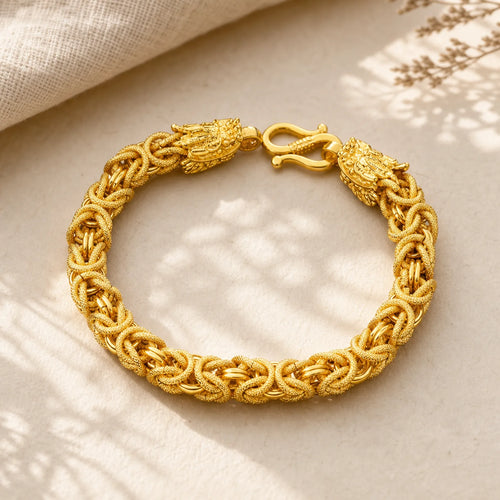 24k Gold Plated Double Headed Dragon Protection Bracelet featuring Dragon, The Phoenix, Phoenix