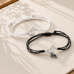 2Pcs Handmade Braided Rope Butterfly Freedom Bracelet featuring Butterfly, Feng Shui Butterfly, Copper