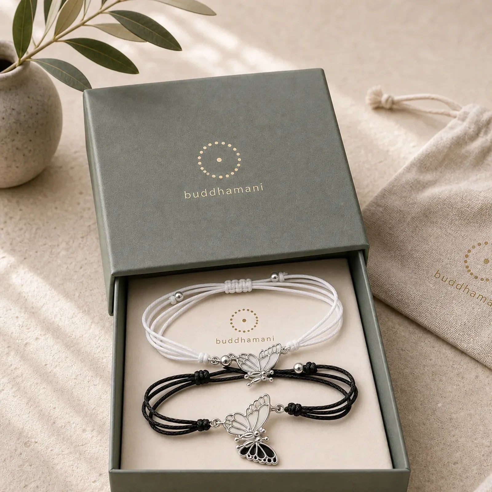 2Pcs Handmade Braided Rope Butterfly Freedom Bracelet featuring Butterfly, Feng Shui Butterfly, Copper