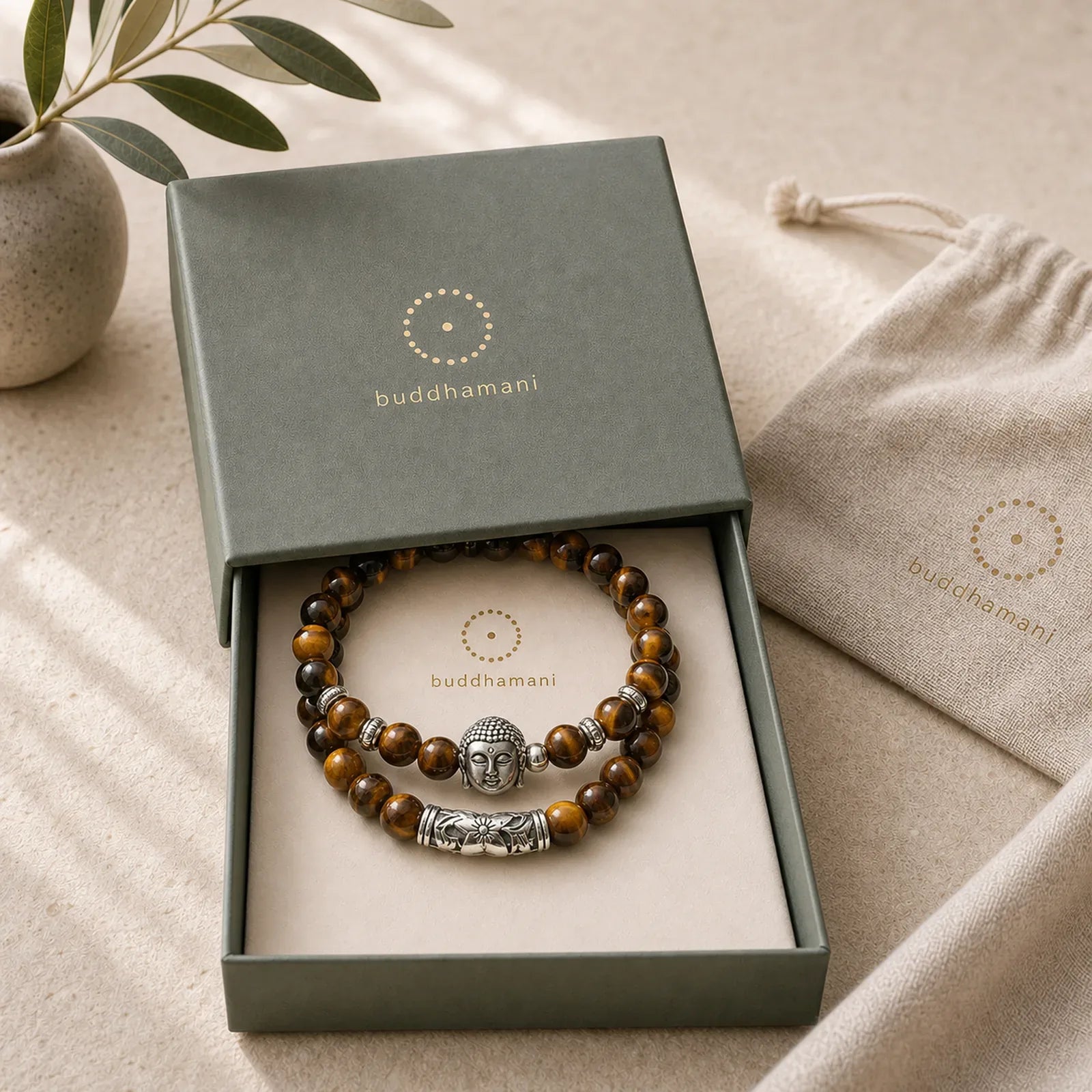 2Pcs Natural Crystal Agate Buddha Protection Bracelet featuring Tiger Eye, Red Turquoise, Turquoise
