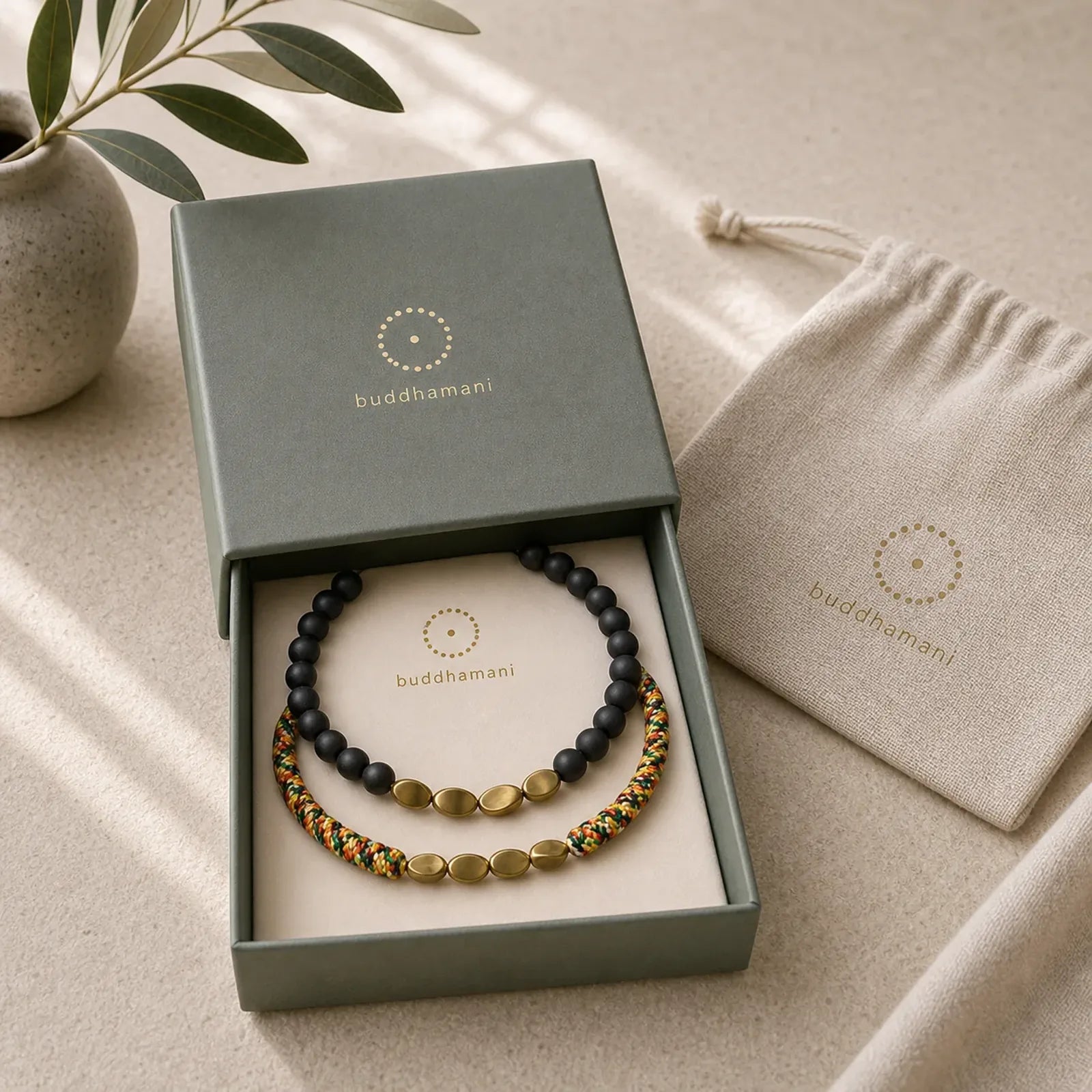 2Pcs Natural Frosted Stone Bead Copper String Cure Bracelet featuring Frosted Stone, Copper