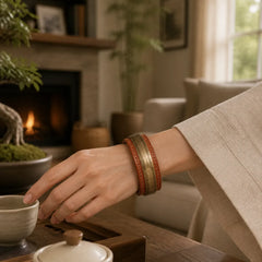 2Pcs Om Mani Padme Hum Dragon Phoenix Copper Leather Peace Cuff Bracelet Bangle featuring Om Mani Padme Hum, Om, Dragon