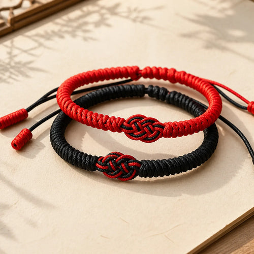 2Pcs Tibetan Luck Chinese Knot Protection String Bracelet featuring Red String