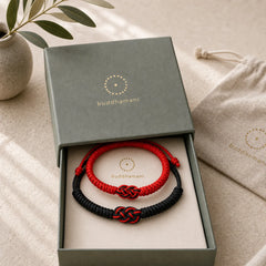 2Pcs Tibetan Luck Chinese Knot Protection String Bracelet featuring Red String
