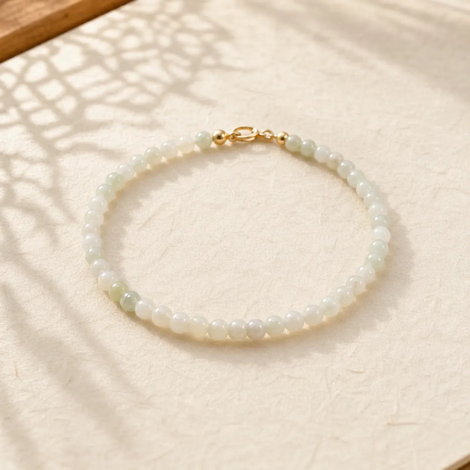 2mm Jade Ultra-thin Beads 14k Gold Plated Copper Luck Bracelet featuring Jade, Copper