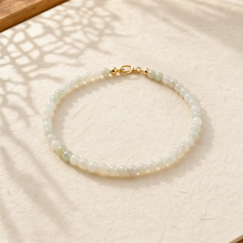 2mm Jade Ultra-thin Beads 14k Gold Plated Copper Luck Bracelet featuring Jade, Copper
