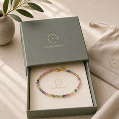2mm Multicolor Tourmaline Ultra-thin Beads 14k Gold Plated Copper Wisdom Bracelet featuring Tourmaline, Copper