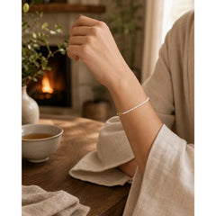 2mm Natural Pearl Ultra-thin Beads 14k Gold Plated Copper Wisdom Bracelet featuring Pearl, Copper