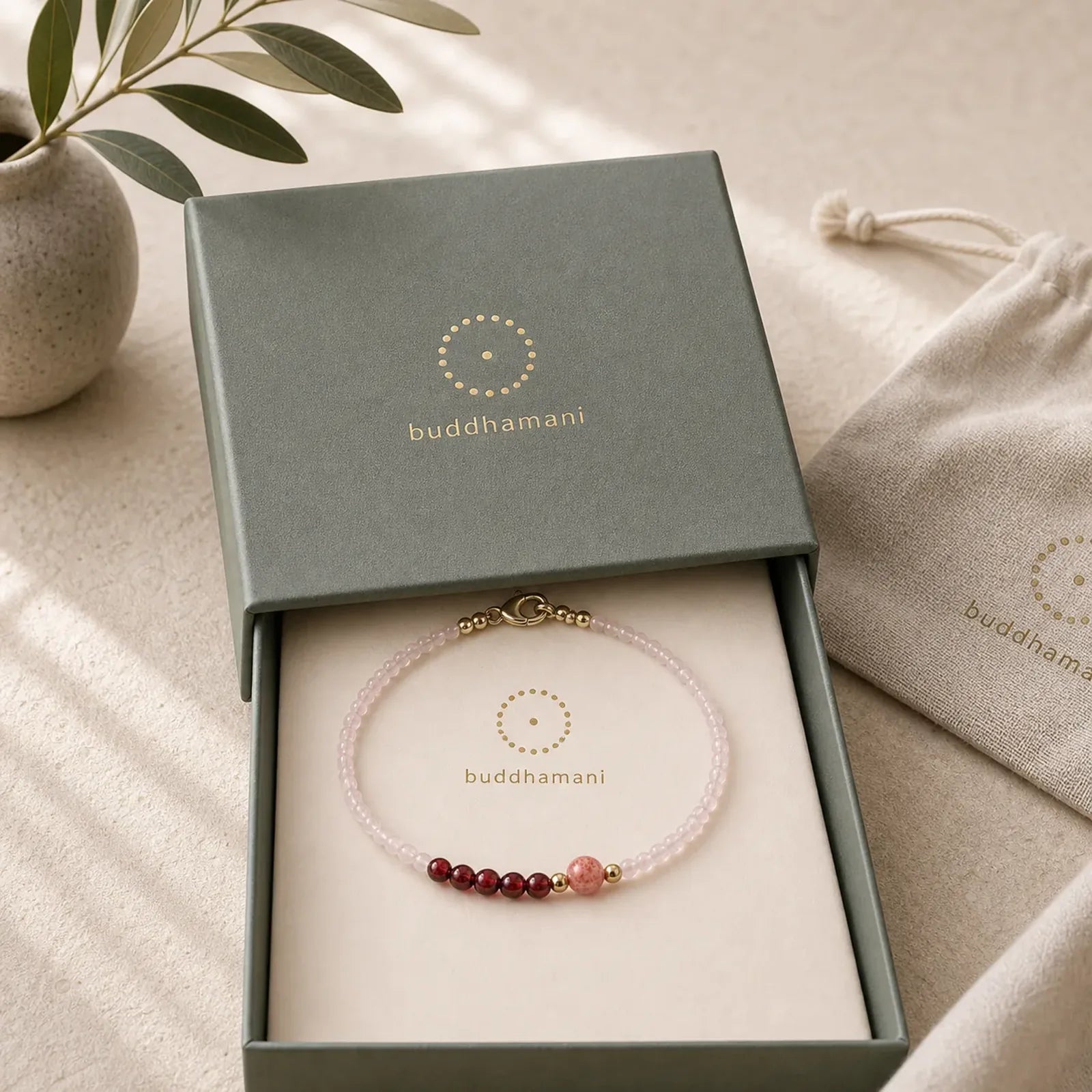 2mm Rose Quartz Garnet Strawberry Quartz Ultra-Thin Beads Healing Energy Bracelet featuring Rose Quartz, Garnet, Strawberry Quartz