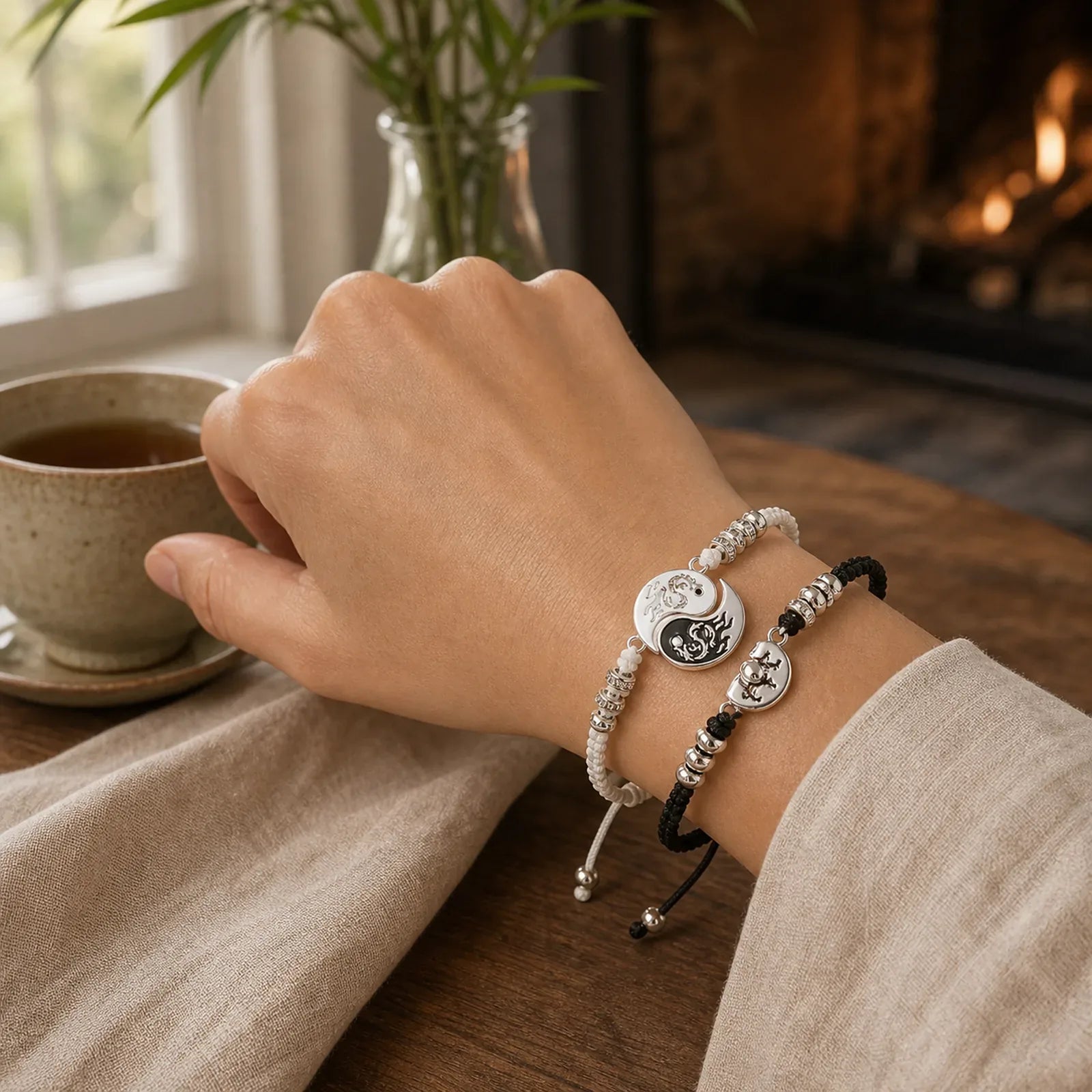 2pcs Yin Yang Dragon Couple Bracelet featuring Dragon, Yin Yang Symbol, Dragon Symbol