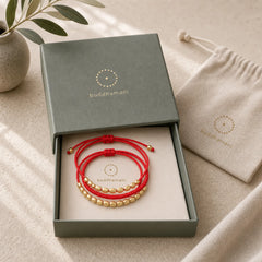 3Pcs Golden Copper Beads Red String Luck Bracelet featuring Copper, Red String