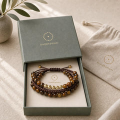 3Pcs Natural Tiger Eye Clear Thinking String Bracelet featuring Tiger Eye