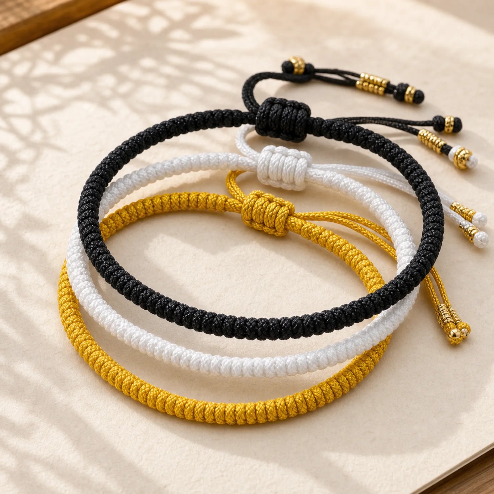 3Pcs Tibetan Handmade Multicolor King Kong Knot Amulet Bracelet featuring
