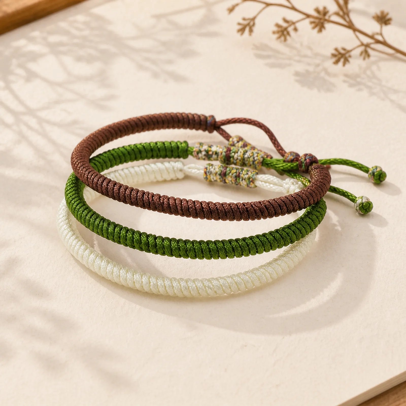 3Pcs Tibetan Handmade Multicolored Luck King Kong Knot Auspiciousness Bracelet featuring