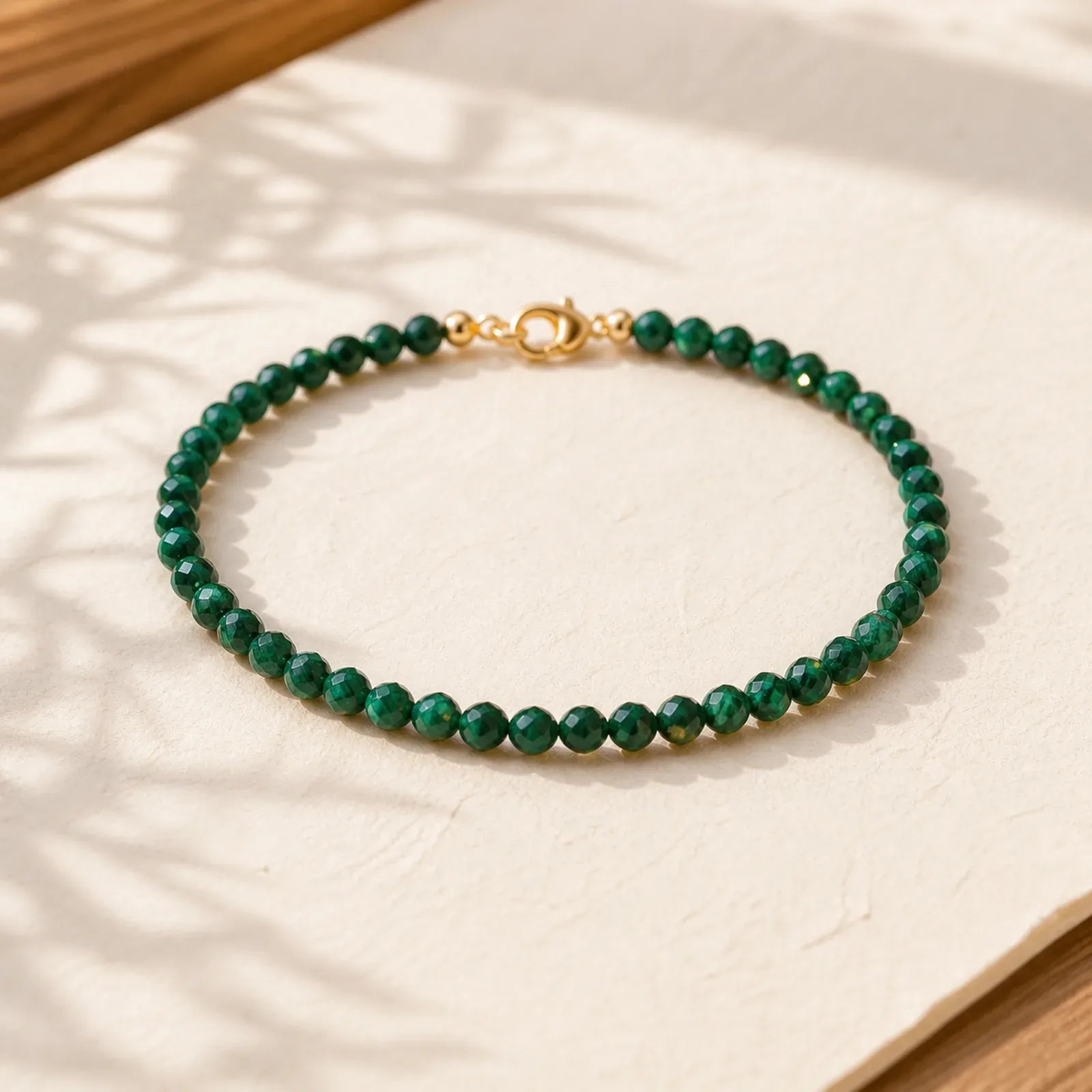 3mm Natural Malachite Ultra-thin Beads Anti-anxiety Bracelet featuring Malachite