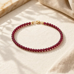 3mm Natural Small Garnet Ultra-Thin Beads Protection Bracelet featuring Garnet, Copper