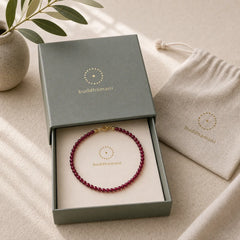 3mm Natural Small Garnet Ultra-Thin Beads Protection Bracelet featuring Garnet, Copper