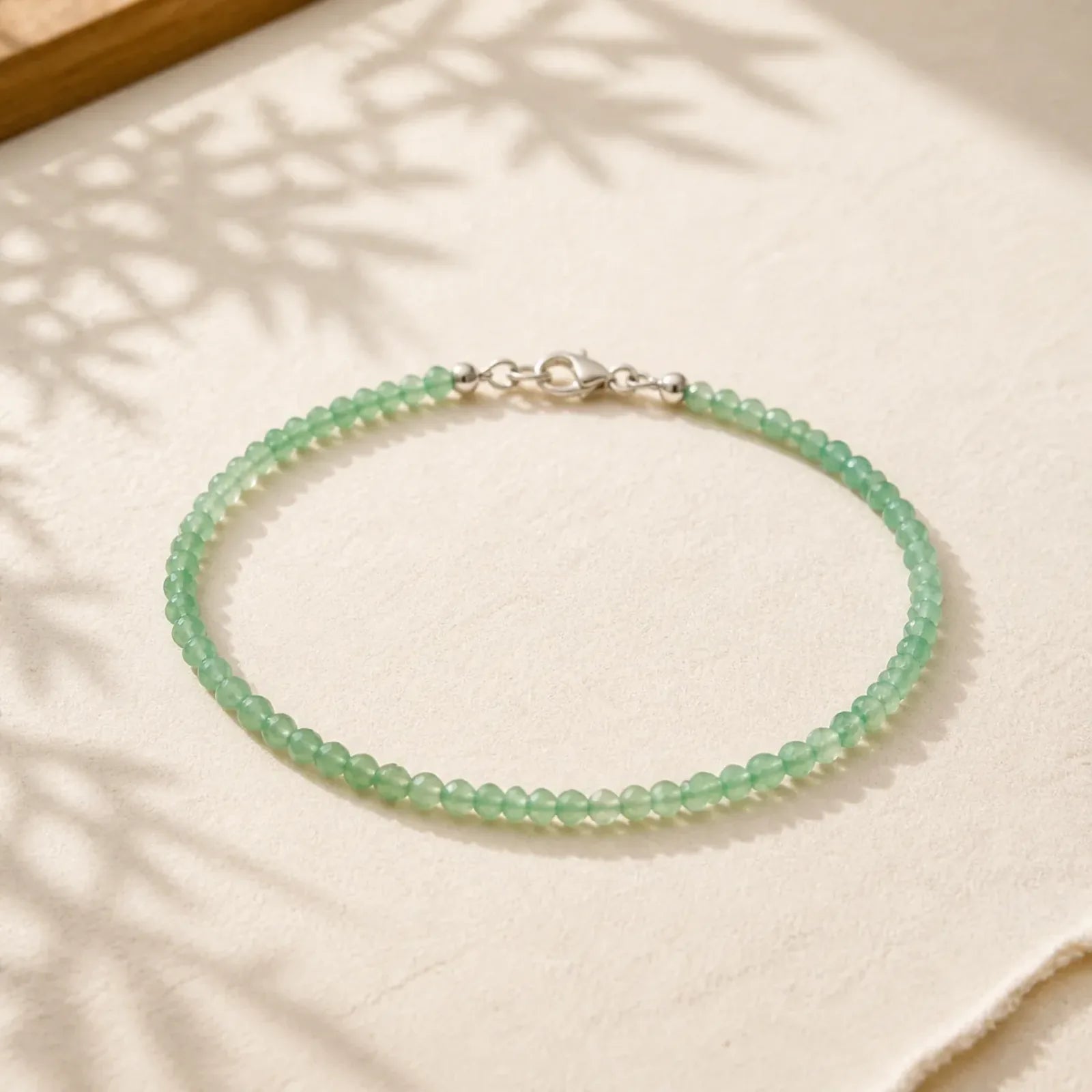 3mm Small Green Aventurine Ultra-Thin Beads Luck Bracelet featuring Green Aventurine, Copper