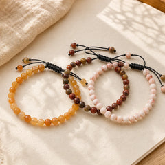 3pcs "Align with Good Fortune" Yellow Aventurine Lucky Bracelet Includes Gift Message Card featuring Yellow Aventurine, Red Turquoise, Turquoise