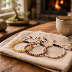 3pcs "Align with Good Fortune" Yellow Aventurine Lucky Bracelet Includes Gift Message Card featuring Yellow Aventurine, Red Turquoise, Turquoise