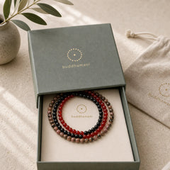 3pcs "Embrace Inner Power" Red Agate Confidence Bracelet Includes Gift Message Card featuring Red Agate, Black Obsidian, Rhodonite