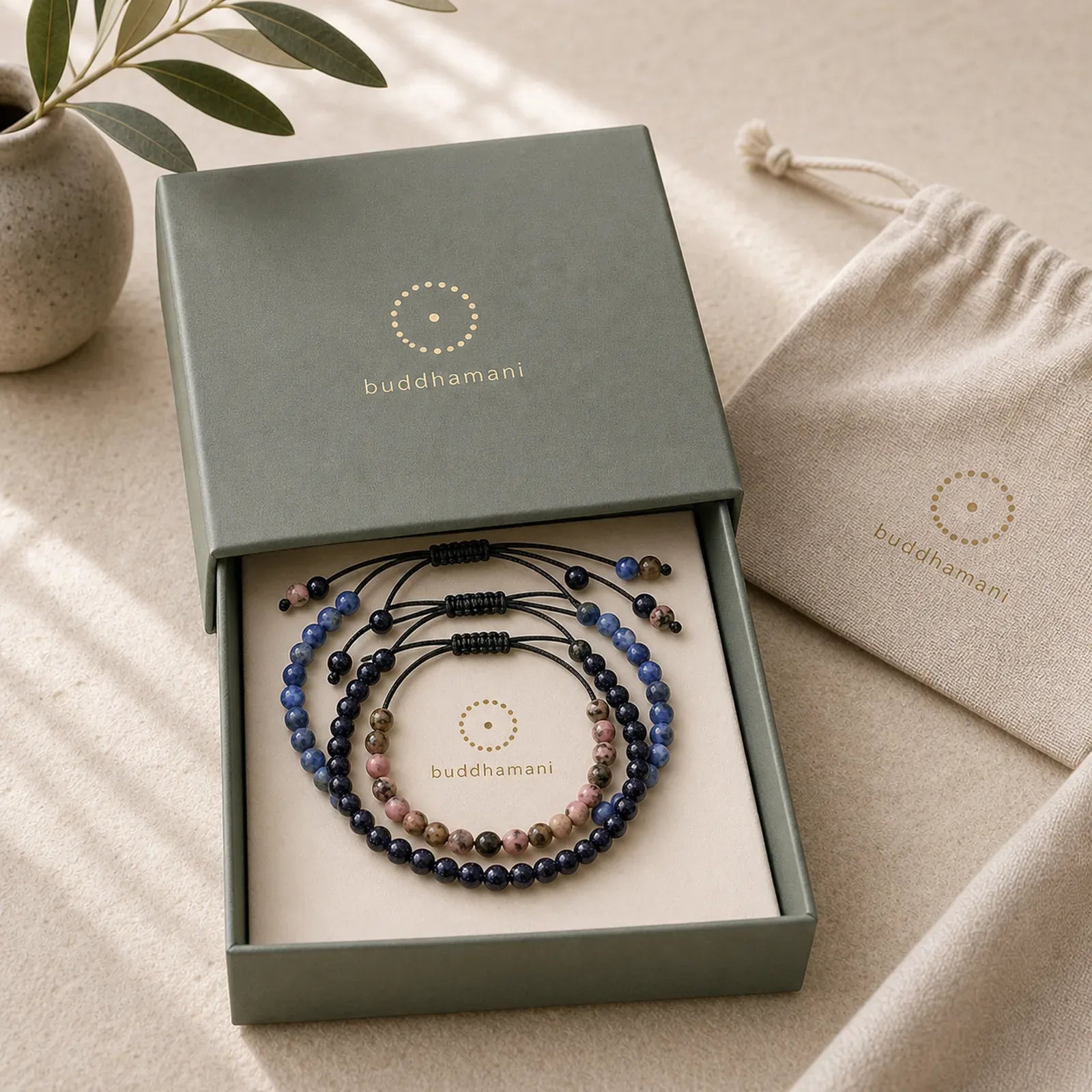 3pcs "Find Inner Clarity" Rhodonite Transformation Bracelet Includes Gift Message Card featuring Rhodonite, Blue Sandstone, Sodalite