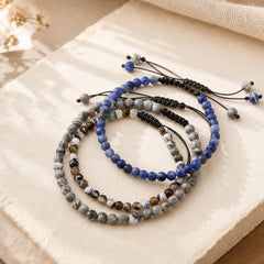 3pcs "Ignite Your Grounded Power" Fire Agate Truth Bracelet Includes Gift Message Card featuring Grey Jasper, Sodalite, Blue Agate