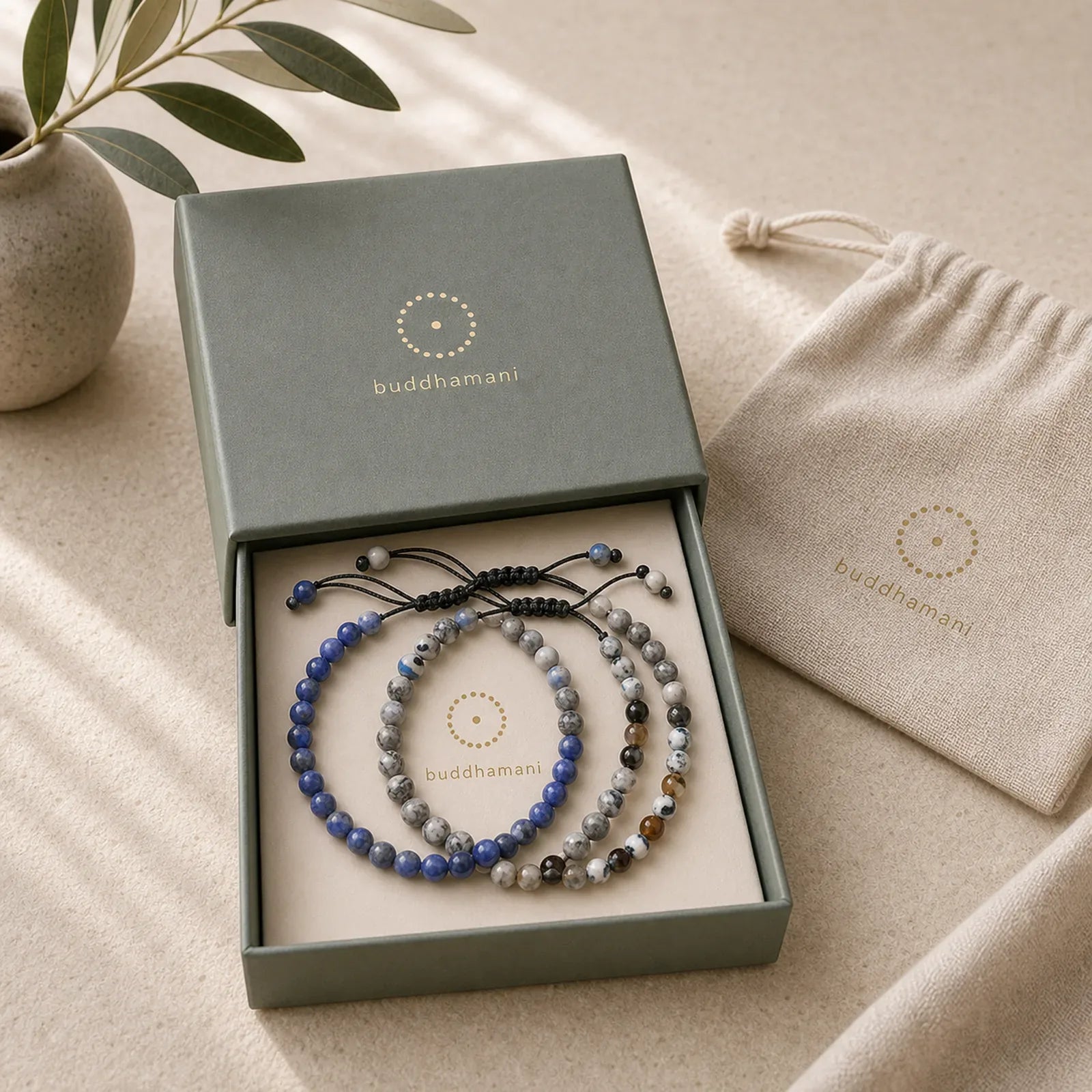 3pcs "Ignite Your Grounded Power" Fire Agate Truth Bracelet Includes Gift Message Card featuring Grey Jasper, Sodalite, Blue Agate