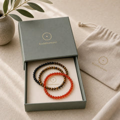 3pcs "Ignite Your Vital Current" Red Agate Purification Bracelet Includes Gift Message Card featuring Red Agate, Tiger Eye, Black Obsidian