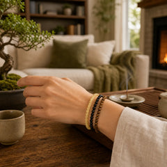 3pcs "Manifest Living Abundance" Topaz Clarity Bracelet Includes Gift Message Card featuring Topaz, Tiger Eye, Black Obsidian